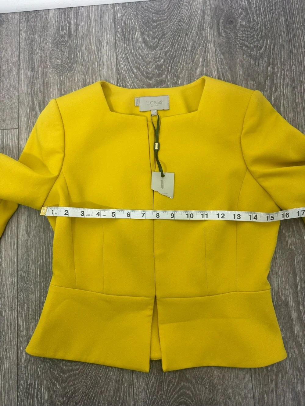 Hobbs London Harper Square Jacket Yellow Peplum Blazer Size 4 NWT
